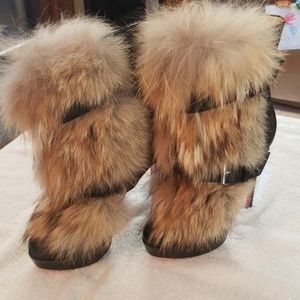 Christian Louboutin Toundra Fox Fur High Heel Boot